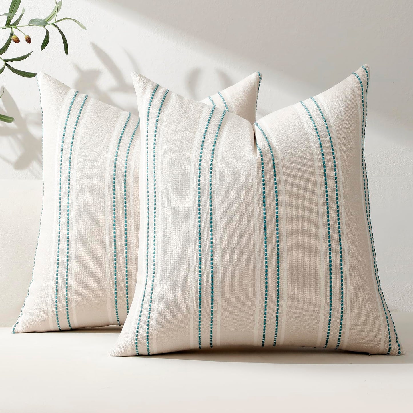 Hckot Christmas Throw Pillow Covers 24x24 Set of 2 Red Pillow Covers Striped Decorative Pillows Xmas Decorations Cushion Covers Winter Holiday Decor for Sofa Couch Living Room(Red)