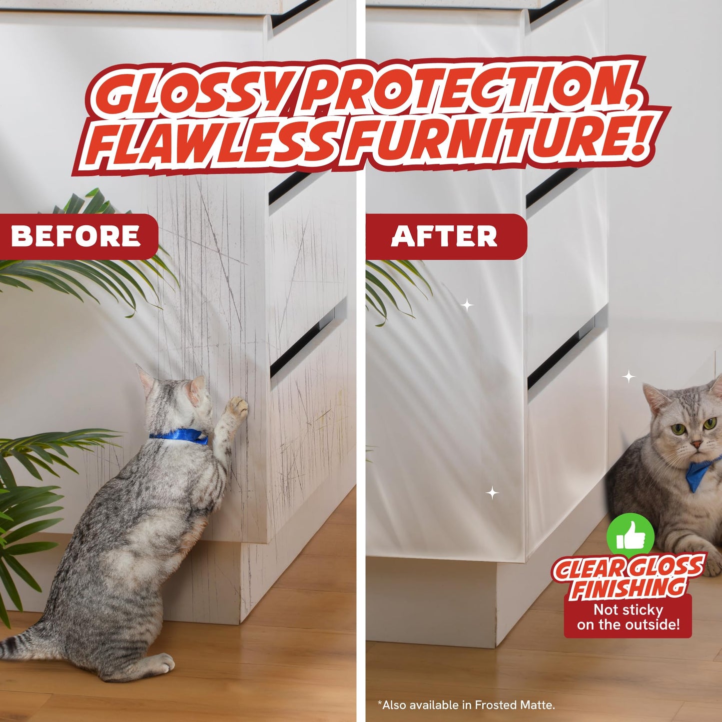 8 Pack Cat Scratch Furniture Protector Sheets – Matte Finish Couch & Sofa Guard from Cat Claws – Easy Apply, Removable, with Twist Pins (4 XL + 4 Large)