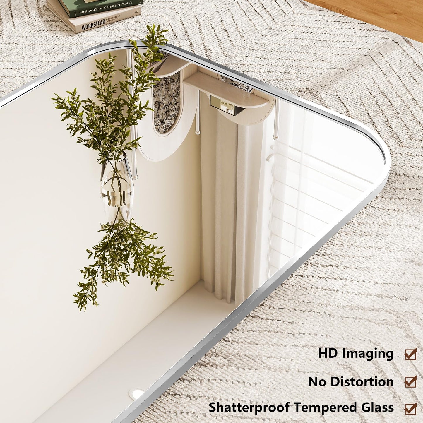Full Length Mirror 65"x24" Arched Floor Standing Large Mirrors Full Body Mirror with Stand - with Aluminum Frame for Bedroom Living Room, Black