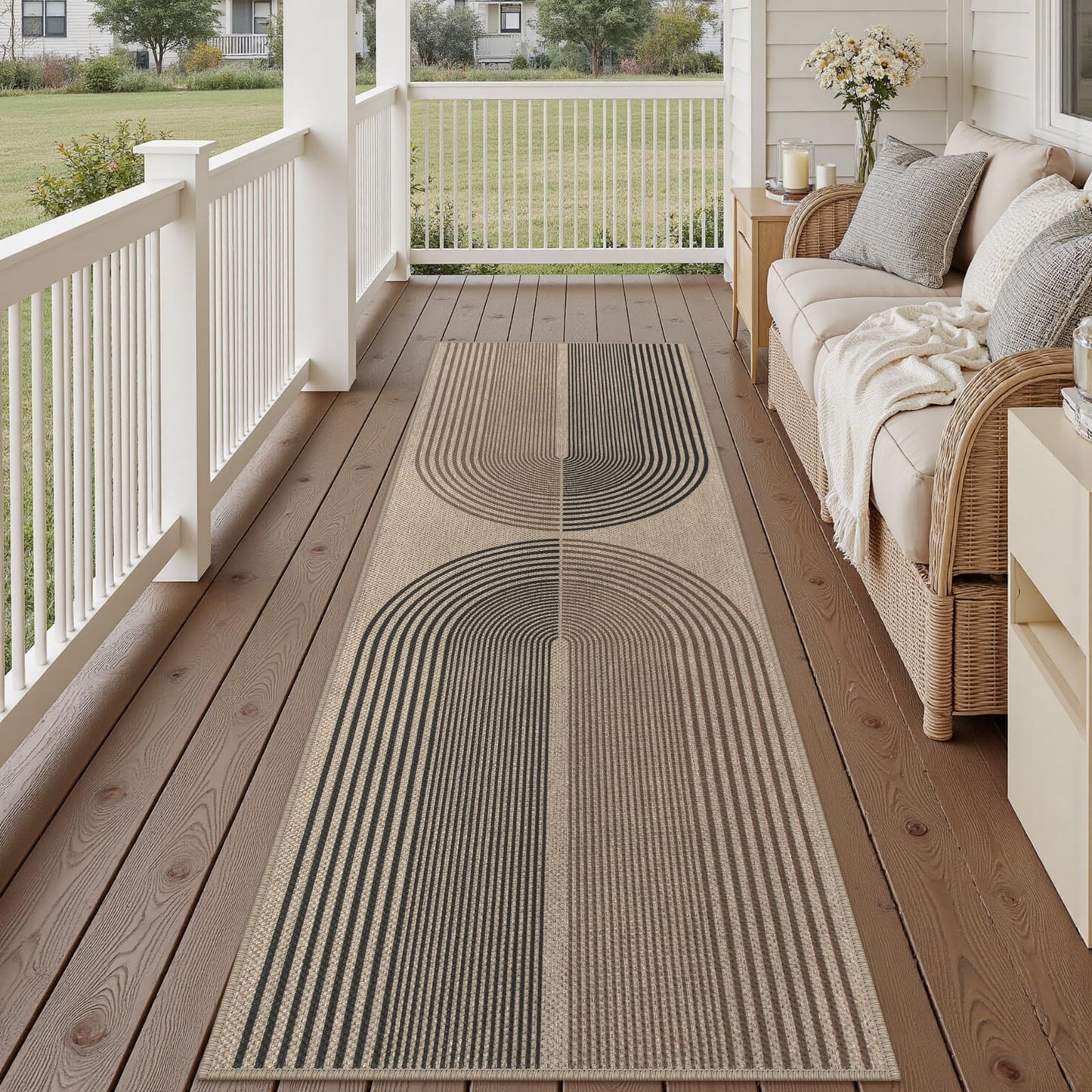 Rugalia Easy Jute Checkered Entryway Rug, 2x3 Black Modern Indoor Outdoor Doormat, Washable Non-Slip Neutral Small Kitchen Rug Farmhouse Diamond Throw Rugs for Entrance Bedroom Bathroom