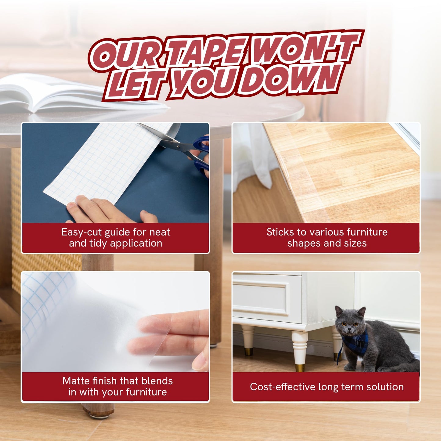 8 Pack Cat Scratch Furniture Protector Sheets – Matte Finish Couch & Sofa Guard from Cat Claws – Easy Apply, Removable, with Twist Pins (4 XL + 4 Large)