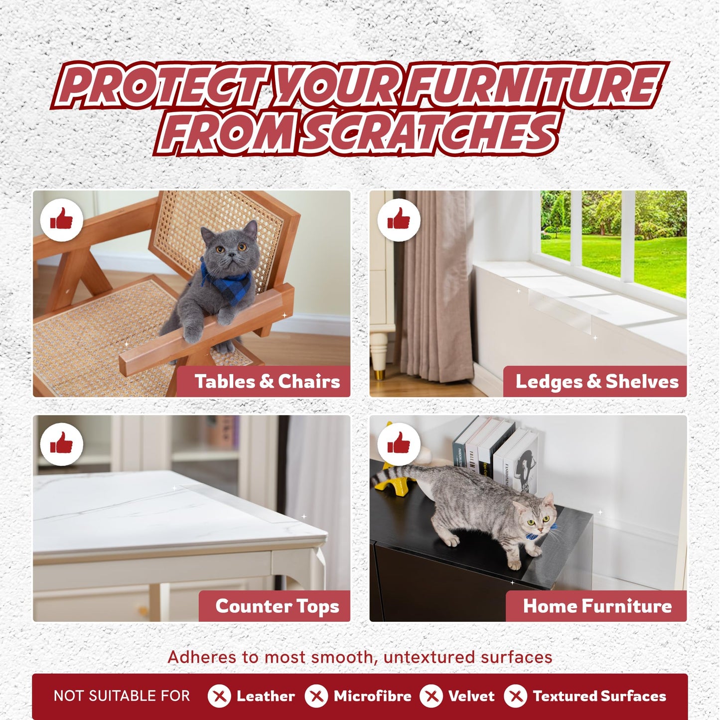 8 Pack Cat Scratch Furniture Protector Sheets – Matte Finish Couch & Sofa Guard from Cat Claws – Easy Apply, Removable, with Twist Pins (4 XL + 4 Large)