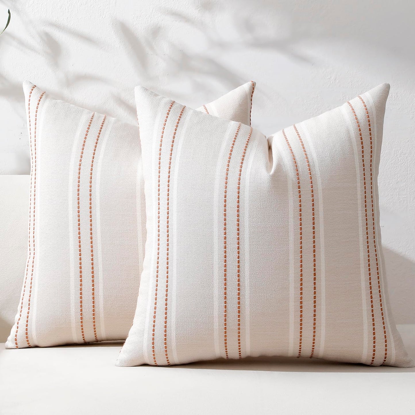 Hckot Christmas Throw Pillow Covers 24x24 Set of 2 Red Pillow Covers Striped Decorative Pillows Xmas Decorations Cushion Covers Winter Holiday Decor for Sofa Couch Living Room(Red)