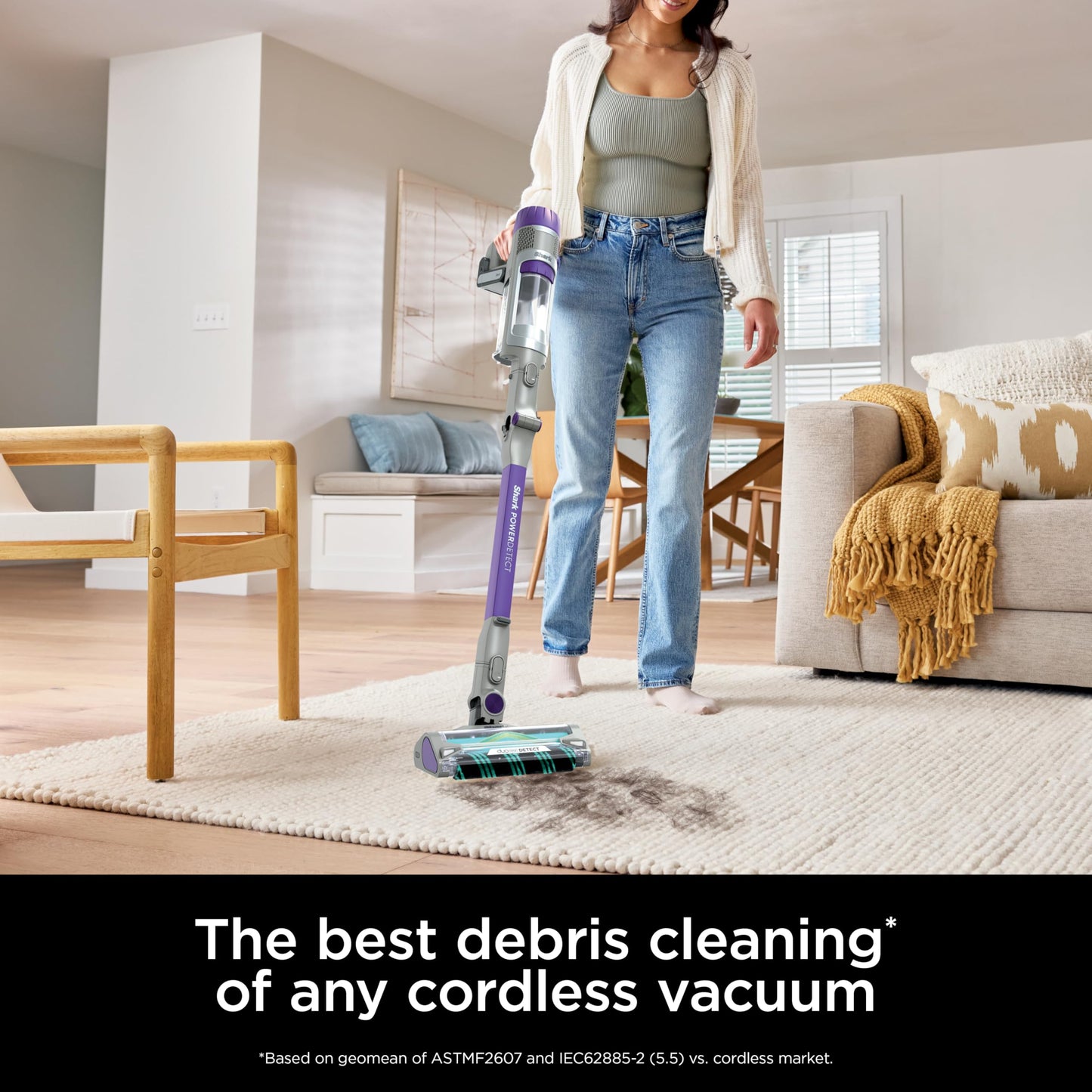 Shark PowerDetect Cordless Stick Vacuum, Powerful Suction, HEPA Filtration, Carpet & Hard Floor, Portable, Stick Vacuum for Pet Hair, Java Ice Blue, IP1255