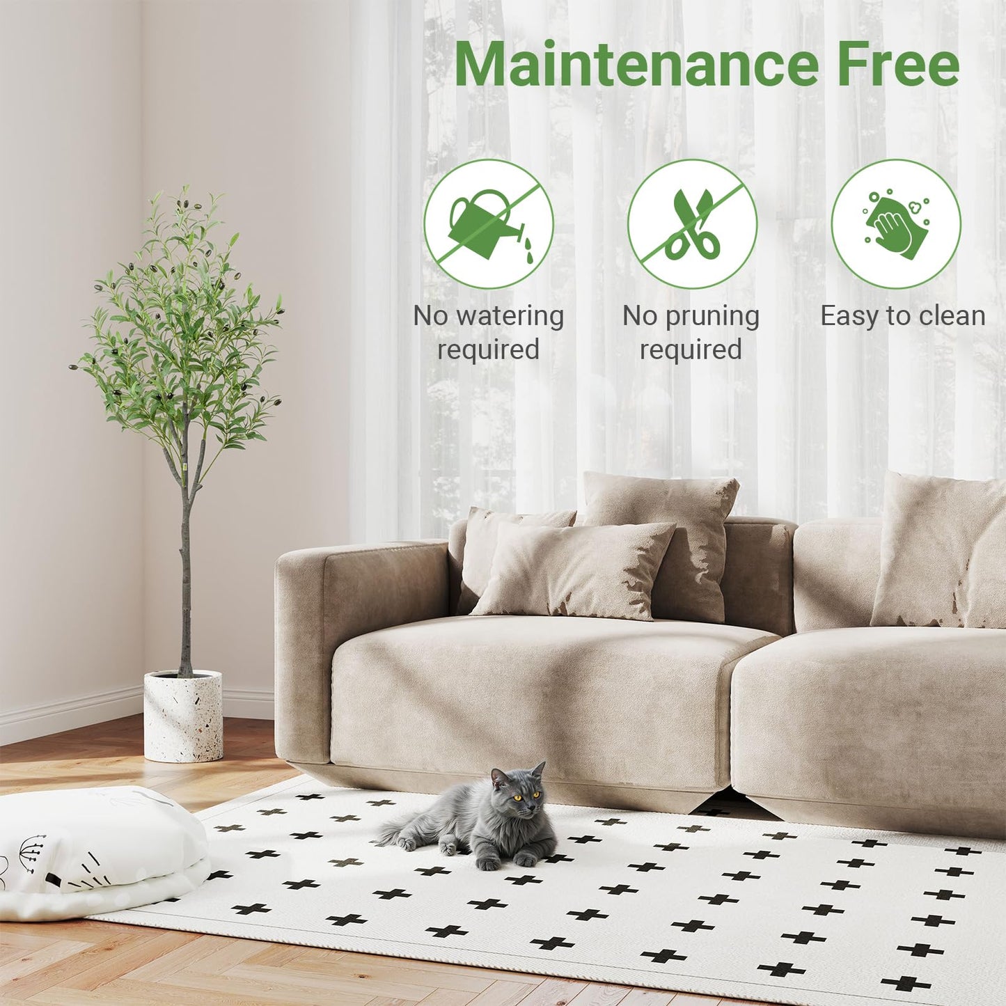 6FT Fall Artificial Eucalyptus Tree with Wicker Basket, Orange Potted Faux Eucalyptus Trees, Autumn Fake Eucalyptus Plants, Lifelike Leaves & Natural Trunk for Home Office Bedroom, Indoor