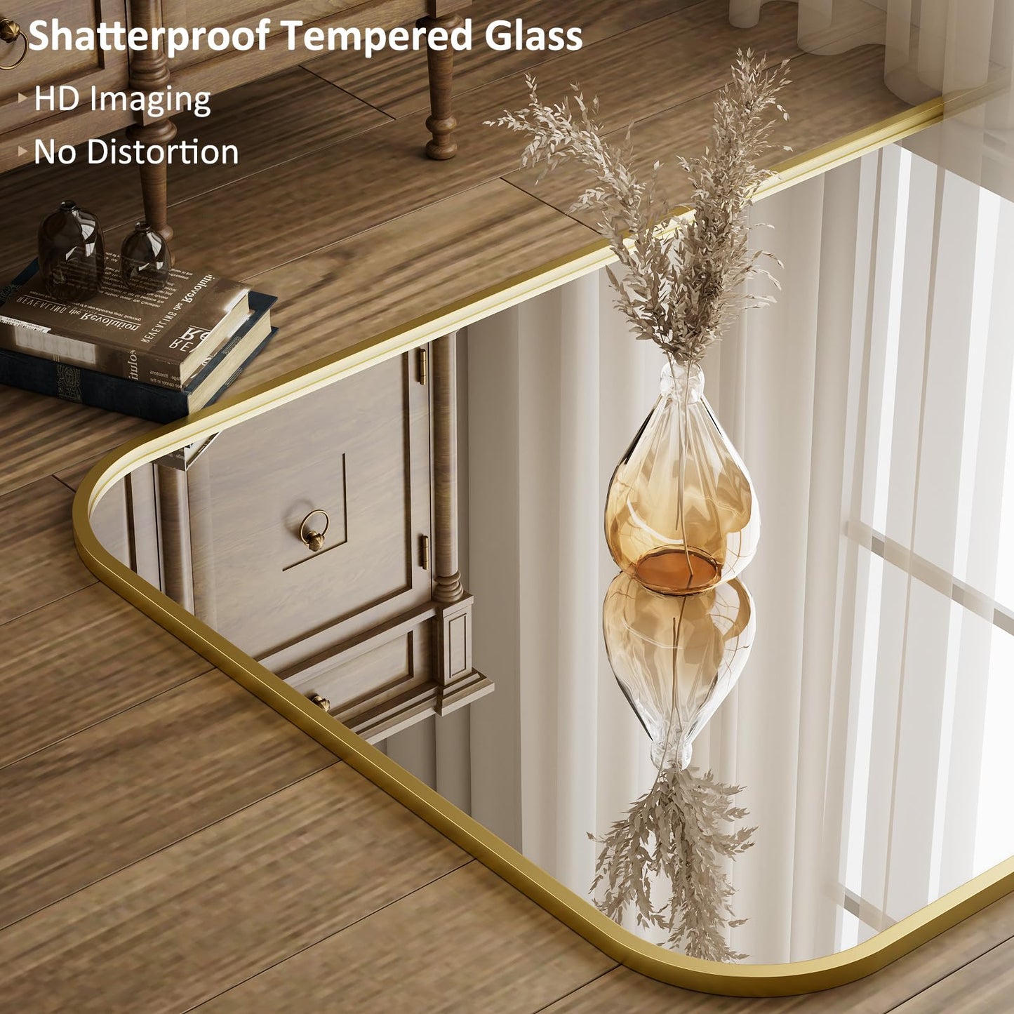 Full Length Mirror 65"x24" Arched Floor Standing Large Mirrors Full Body Mirror with Stand - with Aluminum Frame for Bedroom Living Room, Black
