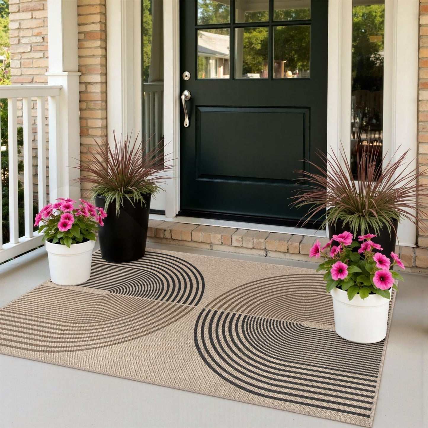 Rugalia Easy Jute Checkered Entryway Rug, 2x3 Black Modern Indoor Outdoor Doormat, Washable Non-Slip Neutral Small Kitchen Rug Farmhouse Diamond Throw Rugs for Entrance Bedroom Bathroom