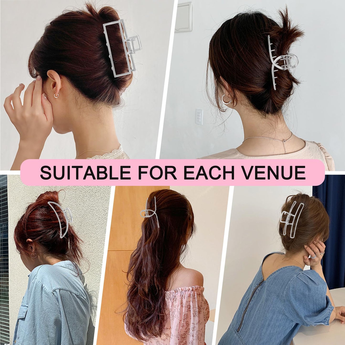 LUKACY 6 Pack Gold Metal Hair Clips - 4 Inch Large Jaw Clips for Women, Strong Hold Hair Claws for Thick or Thin Hair, Fashion Hair Accessories for Styling