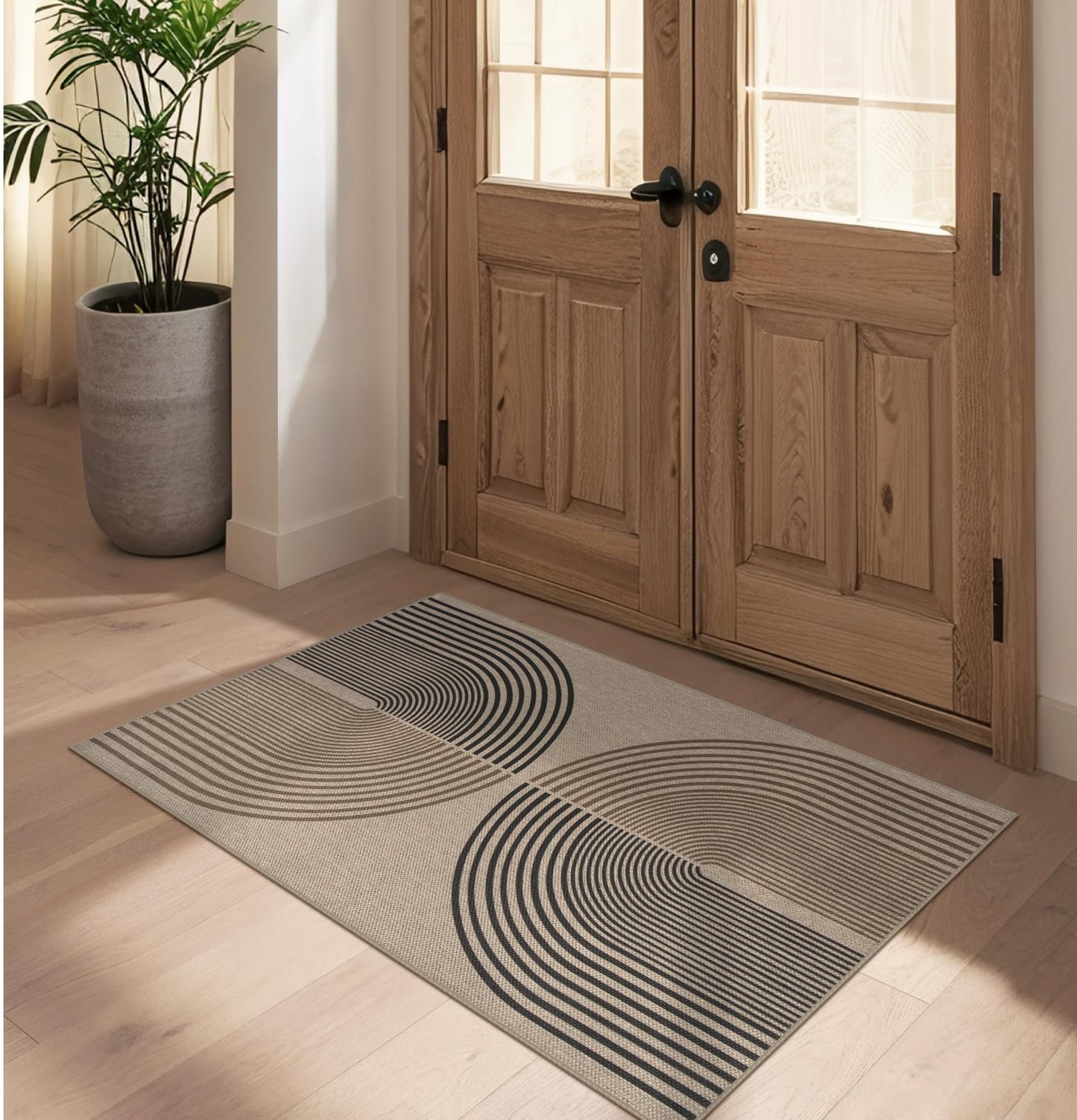 Rugalia Easy Jute Checkered Entryway Rug, 2x3 Black Modern Indoor Outdoor Doormat, Washable Non-Slip Neutral Small Kitchen Rug Farmhouse Diamond Throw Rugs for Entrance Bedroom Bathroom