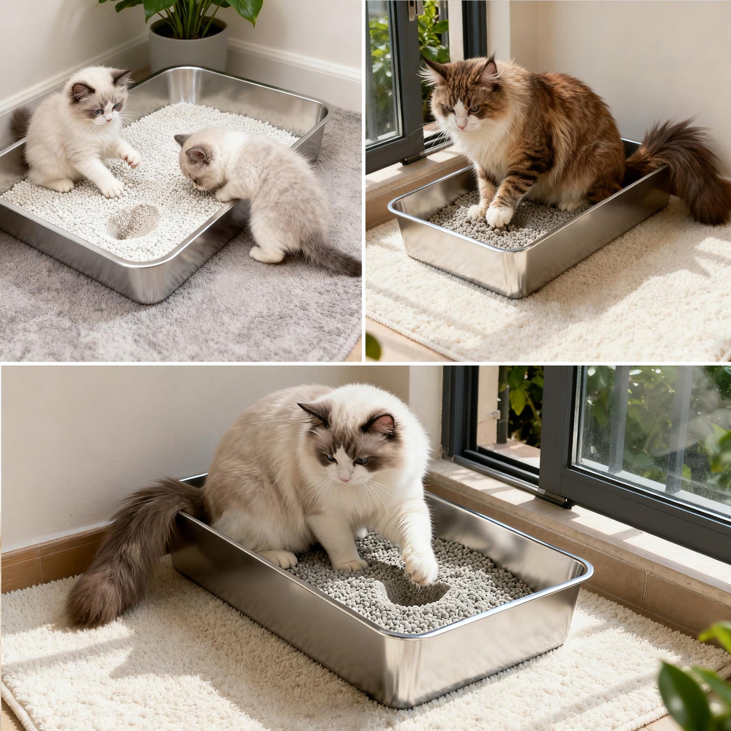 Soulbond Stainless Steel Cat Litter Box with Lid