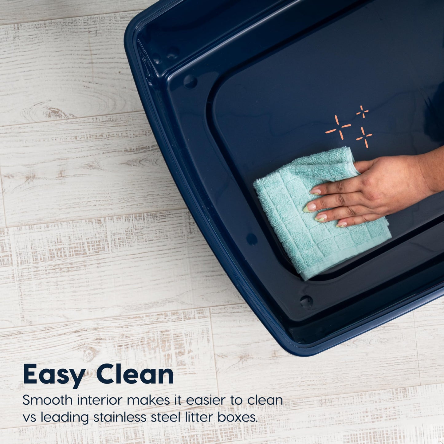 IRIS USA Extra Large Litter Box XXL Open Top High Sided Walls Scatter Shield Scoop Included Easy Clean Plastic Pan for Big Cats Multi-Cat Households 30" L x 20" W x 14" H Black