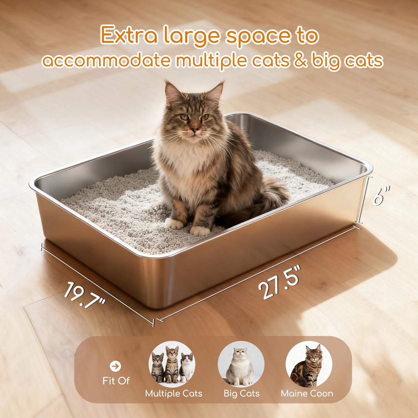 Soulbond Stainless Steel Cat Litter Box with Lid