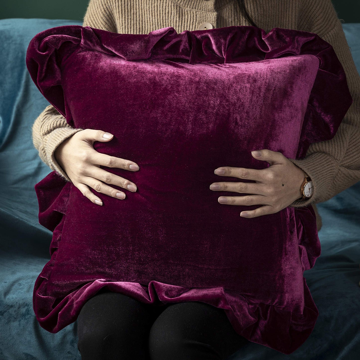 Glory Season Velvet Throw Pillow Cover Soft Decorative Luxurious Solid Square Cushion Case for Sofa Couch Bedroom Farmhouse,Pack of 2, 18 x 18 Inches, Golden Camel