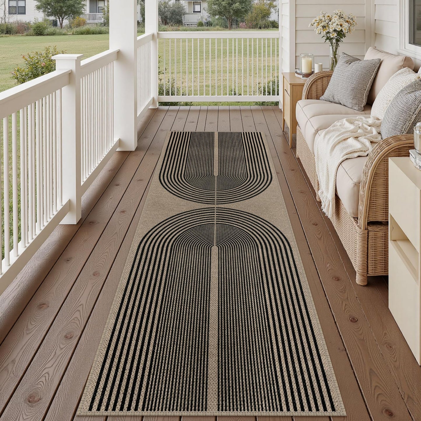 Rugalia Easy Jute Checkered Entryway Rug, 2x3 Black Modern Indoor Outdoor Doormat, Washable Non-Slip Neutral Small Kitchen Rug Farmhouse Diamond Throw Rugs for Entrance Bedroom Bathroom