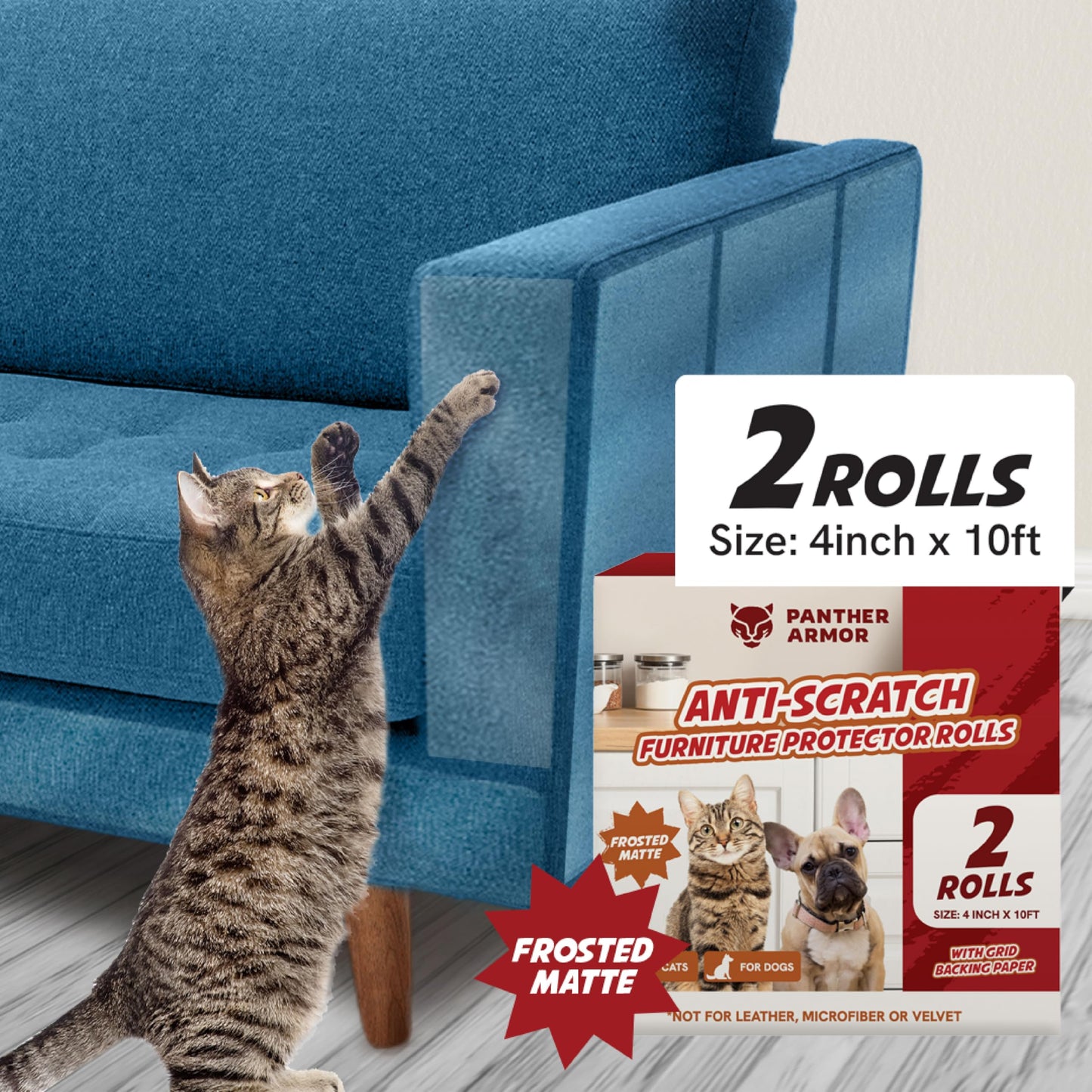 8 Pack Cat Scratch Furniture Protector Sheets – Matte Finish Couch & Sofa Guard from Cat Claws – Easy Apply, Removable, with Twist Pins (4 XL + 4 Large)