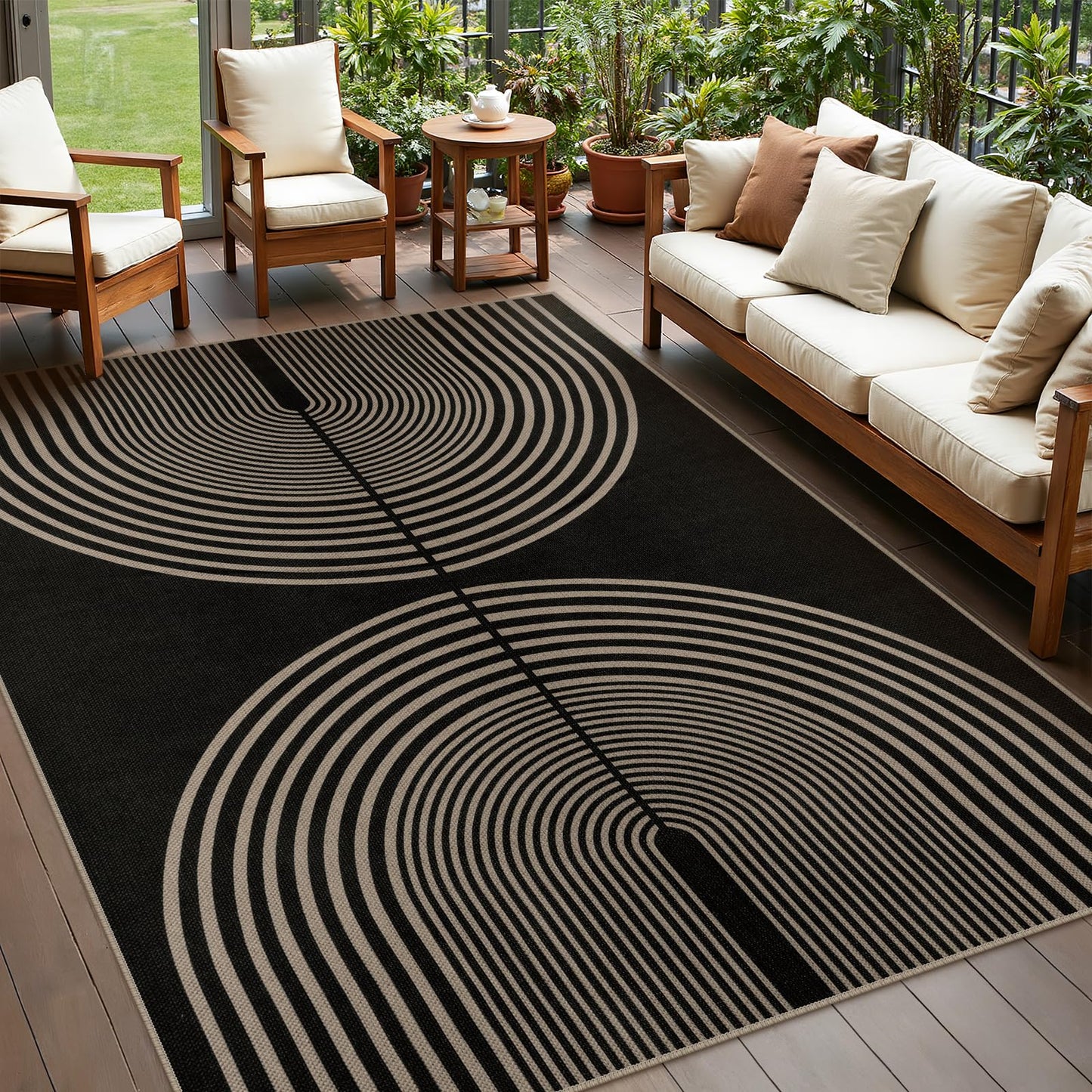 Rugalia Easy Jute Checkered Entryway Rug, 2x3 Black Modern Indoor Outdoor Doormat, Washable Non-Slip Neutral Small Kitchen Rug Farmhouse Diamond Throw Rugs for Entrance Bedroom Bathroom