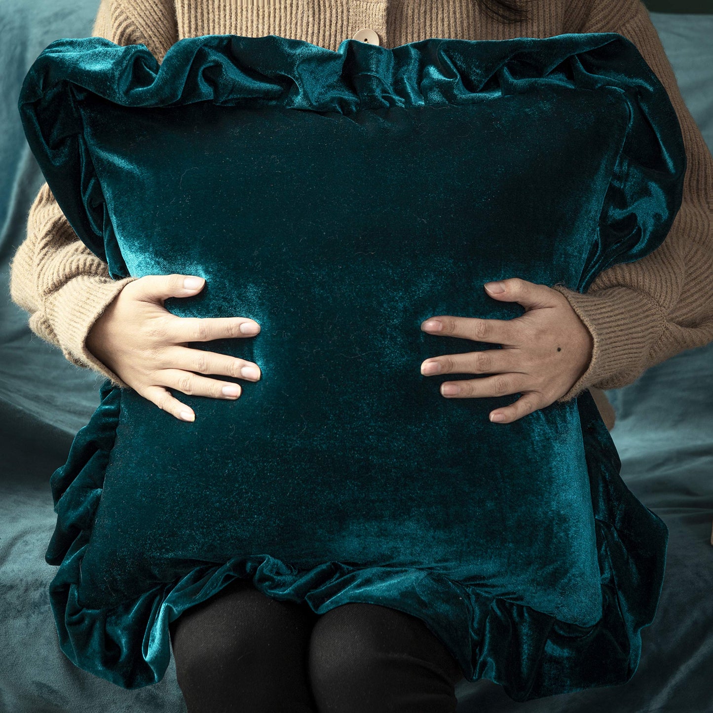 Glory Season Velvet Throw Pillow Cover Soft Decorative Luxurious Solid Square Cushion Case for Sofa Couch Bedroom Farmhouse,Pack of 2, 18 x 18 Inches, Golden Camel