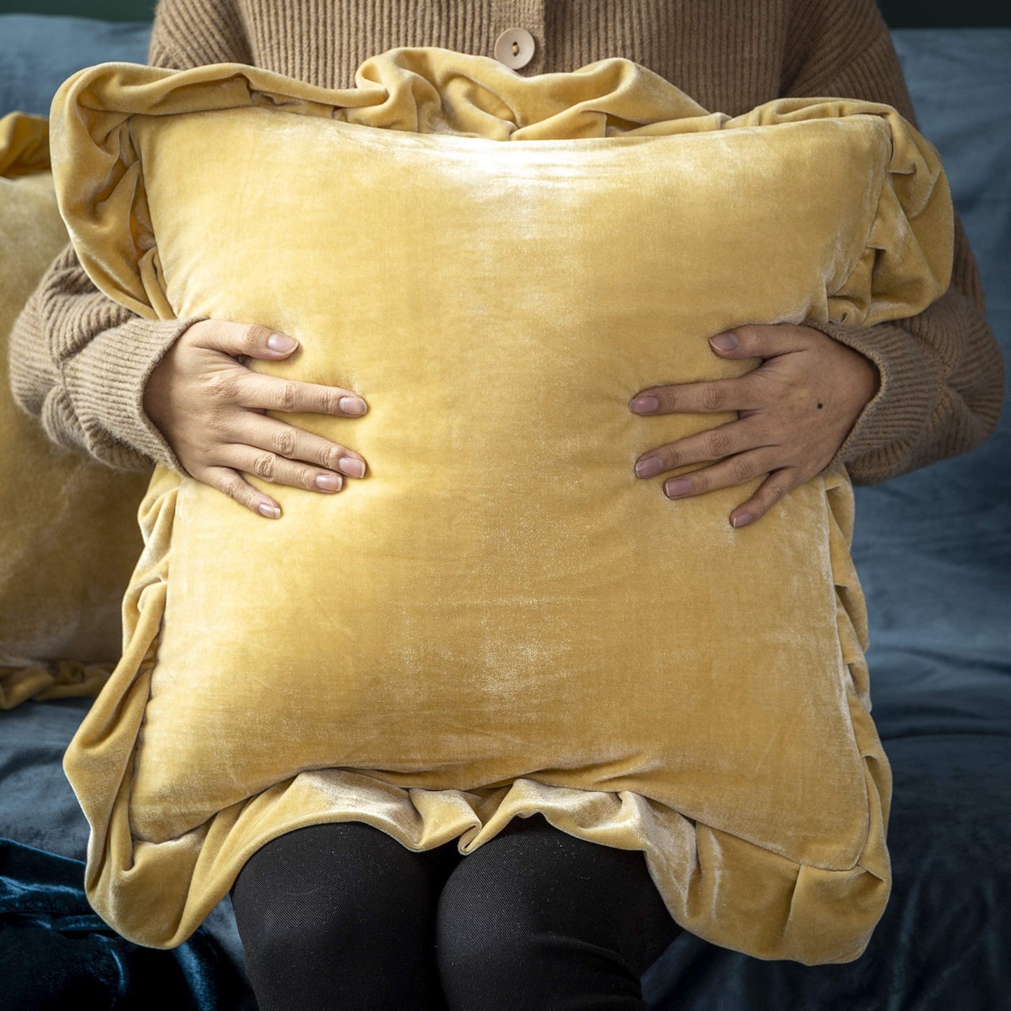 Glory Season Velvet Throw Pillow Cover Soft Decorative Luxurious Solid Square Cushion Case for Sofa Couch Bedroom Farmhouse,Pack of 2, 18 x 18 Inches, Golden Camel
